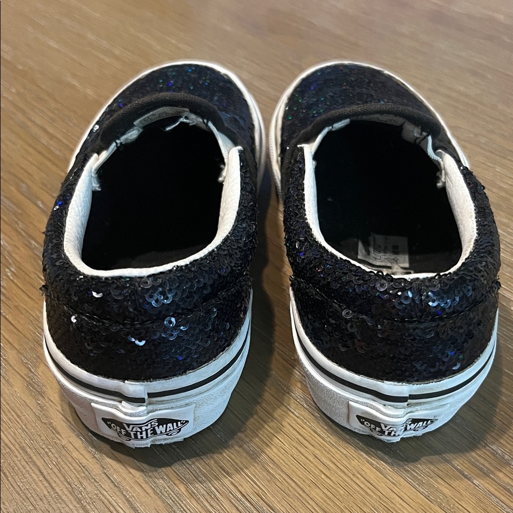 Vans Black Sequin Kids Slip-On Sneakers - Picture 2 of 6